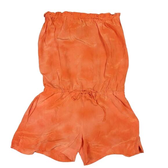 young fabulous and broke womens s Silk Orange Romper tiedye boho festival comfy - Picture 1 of 7